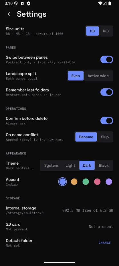 Files for Android settings