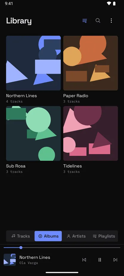 Player for Android album view