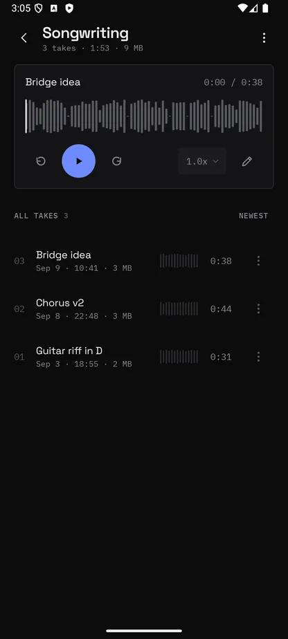Recorder for Android recording with a live waveform